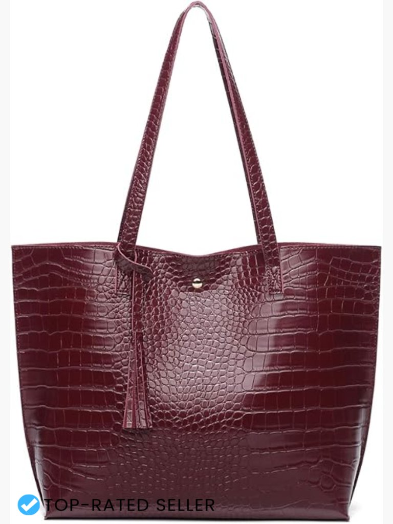 Women's Faux Leather Tote Bag Tassel Large Capacity Shoulder Handbag Travel